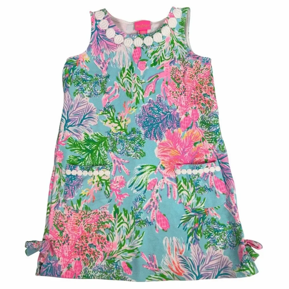 Lilly Pulitzer Little Lilly Knit Shift Dress Size M 6-7 Celestial Blue